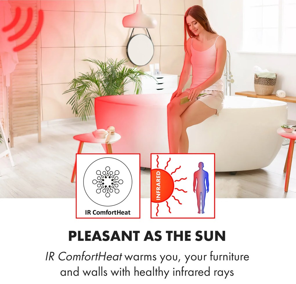 Klarstein Hot Spot Crystal Spotless Smart, infravörös hősugárzó, 750 W, alkalmazás, fehér