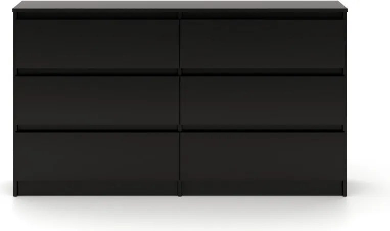SIMPLE komód 120 cm, 6 fiókkal, fekete