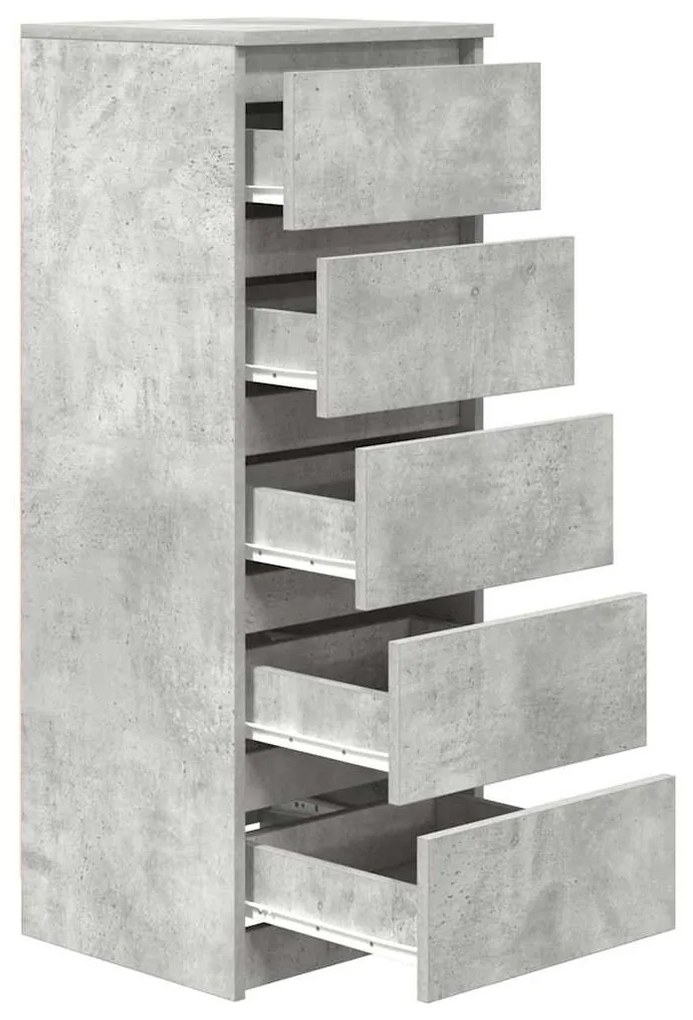 betonszürke szerelt fa tálalószekrény fiókos 37,5x35x99 cm
