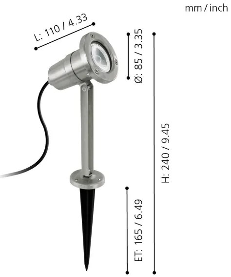 Eglo 94111 - LED-es kültéri lámpa NEMA 1xGU10/5W/230V