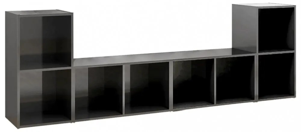 4 db magasfényű szürke szerelt fa TV-szekrény 72 x 35 x 36,5 cm