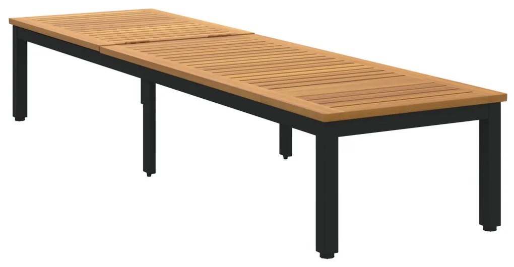 Napsütéses nyugágy Fekete 200x55x35 cm Tömör akácfa
