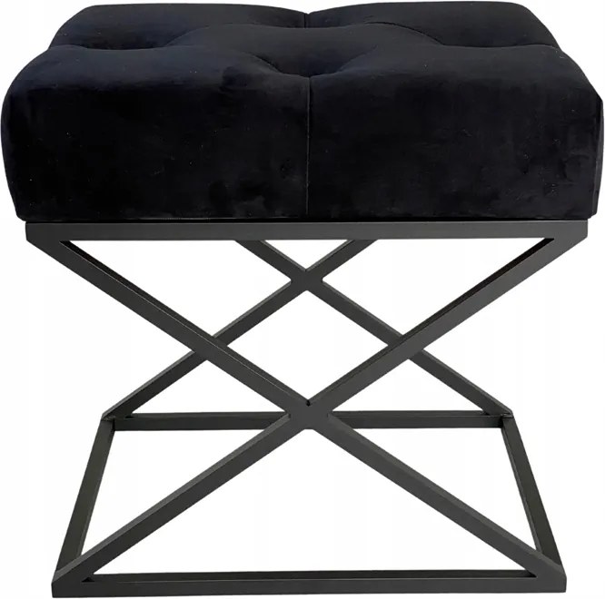 Pad kárpitozott puff loft fém X fekete