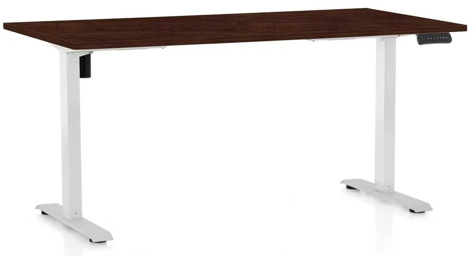 OfficeTech B állítható magasságú asztal, 160 x 80 cm, fehér alap, wenge