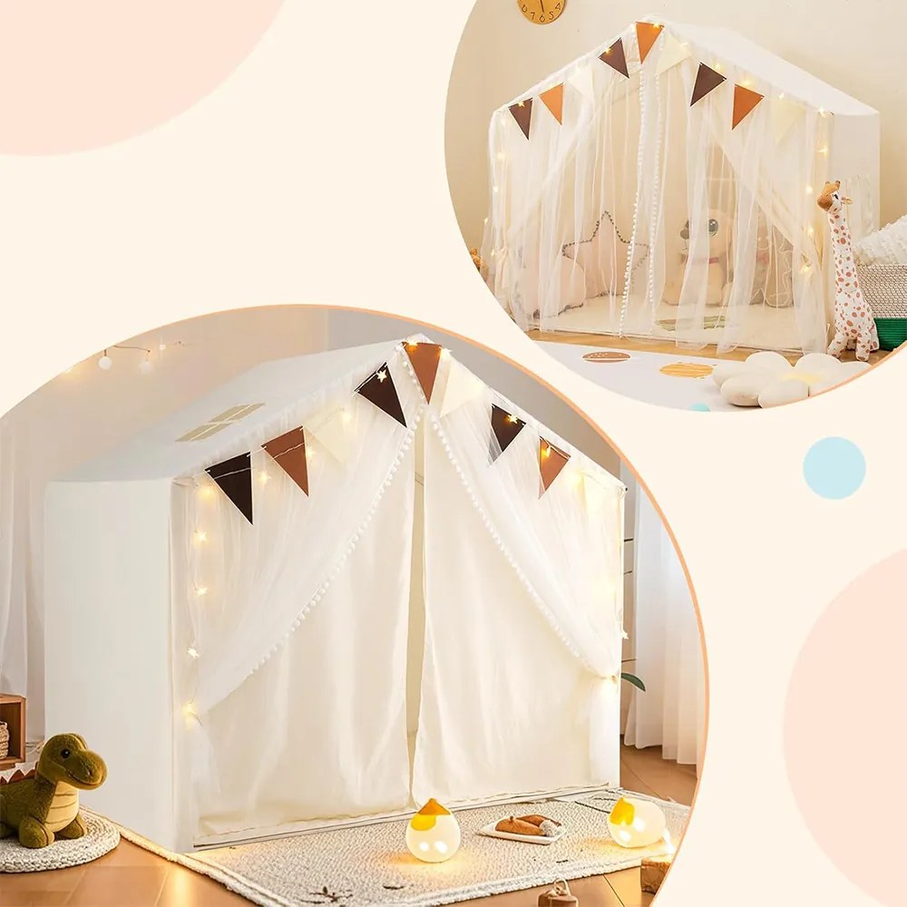 Játszósátor csillagfényekkel, bézs