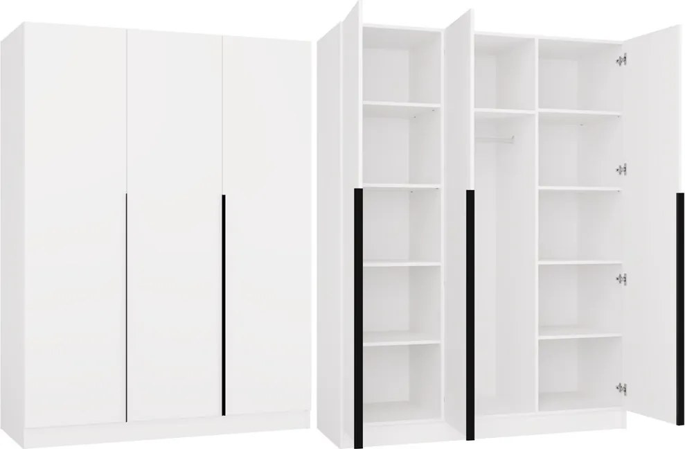 SENSO 3D gardróbszekrény 150x56.5x200 cm, fehér-fekete