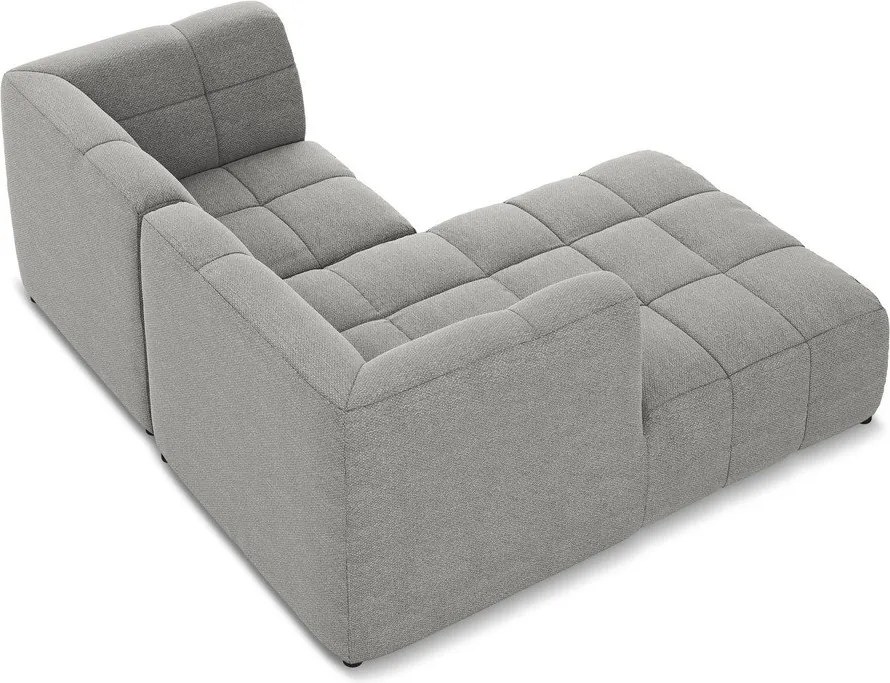 Szürke buklé sarokkanapé (bal oldali-heverő résszel) Aloha – Makamii