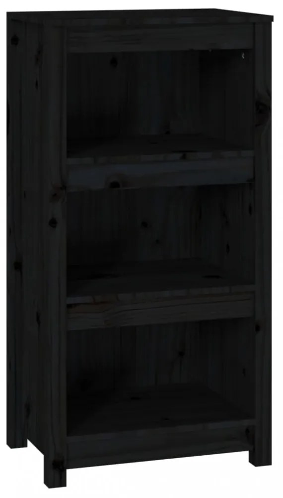 fekete tömör fenyőfa könyvszekrény 50 x 35 x 97 cm