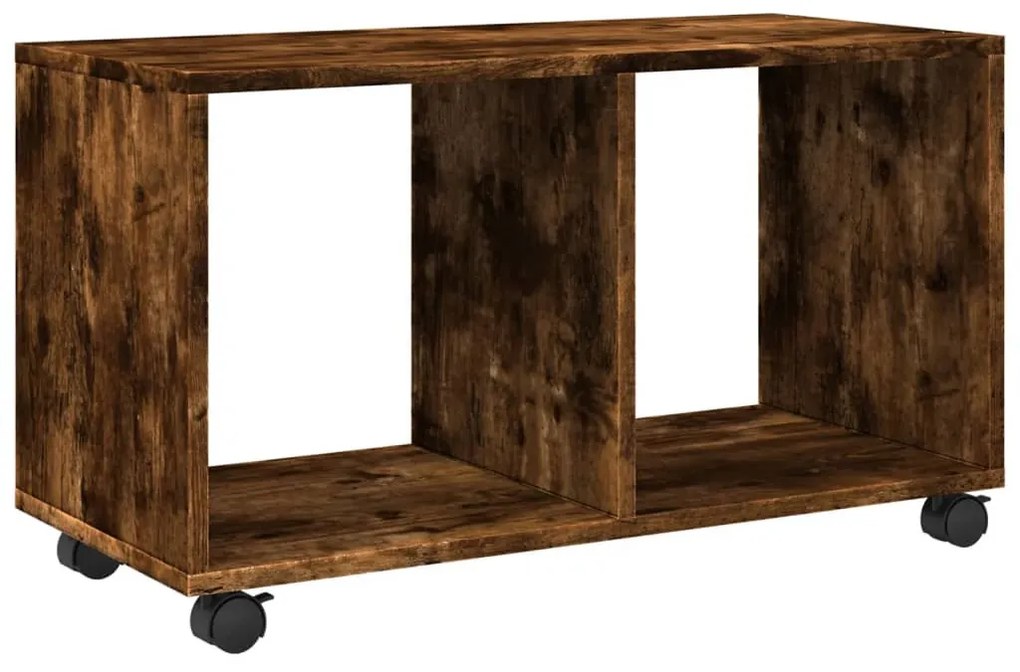 füstös tölgy színű szerelt fa görgős szekrény 72 x 33 x 42,5 cm