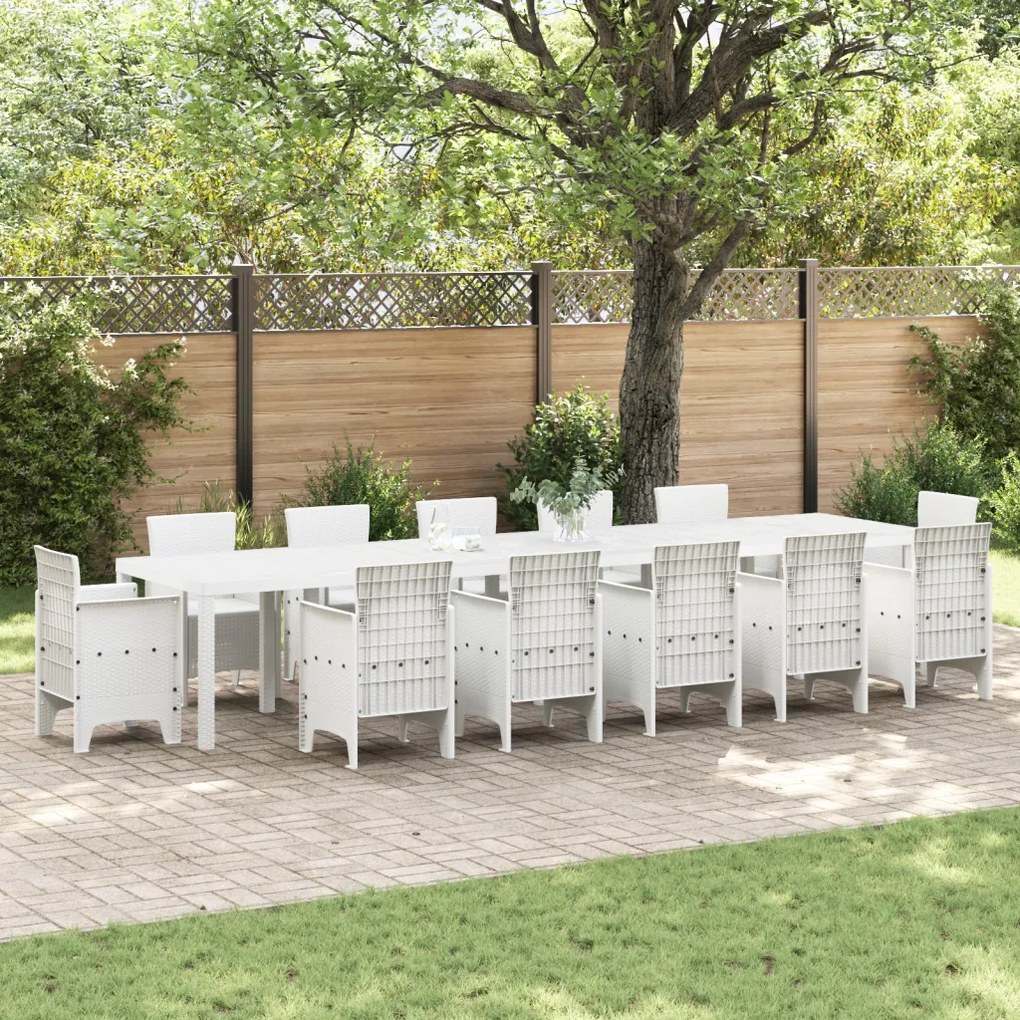 Kerti Asztal Fehér 400x100x73 cm Poli Rattan