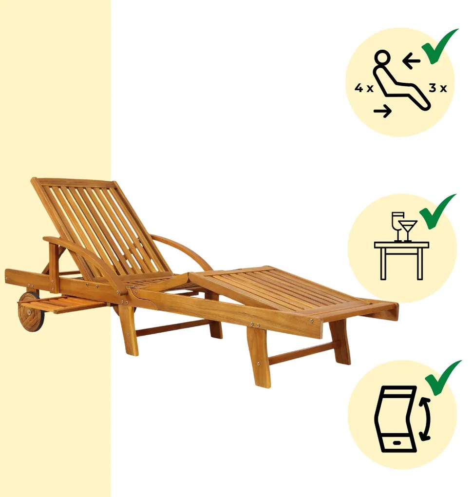 TAMI SUN kerti nyugágy, 195,5x69x85cm, természetes barna Jurhan