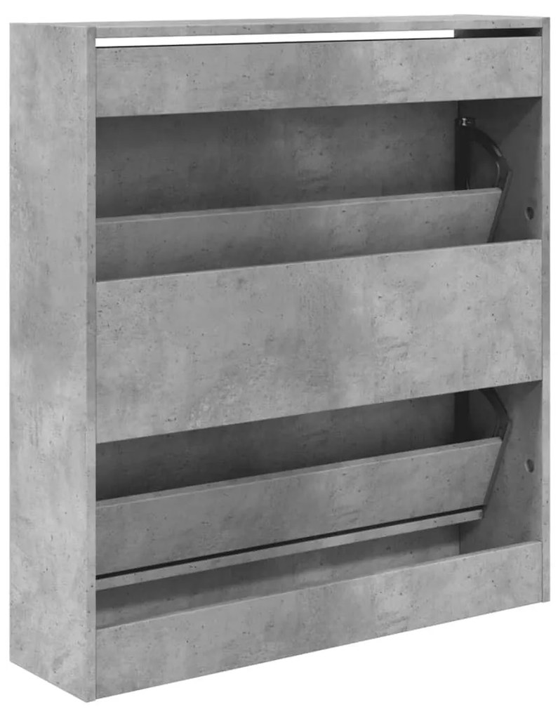 betonszürke szerelt fa cipőszekrény 80 x 21 x 87,5 cm