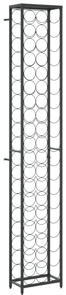 Fekete kovácsoltvas bortartó 57 palackhoz 34 x 18 x 200 cm