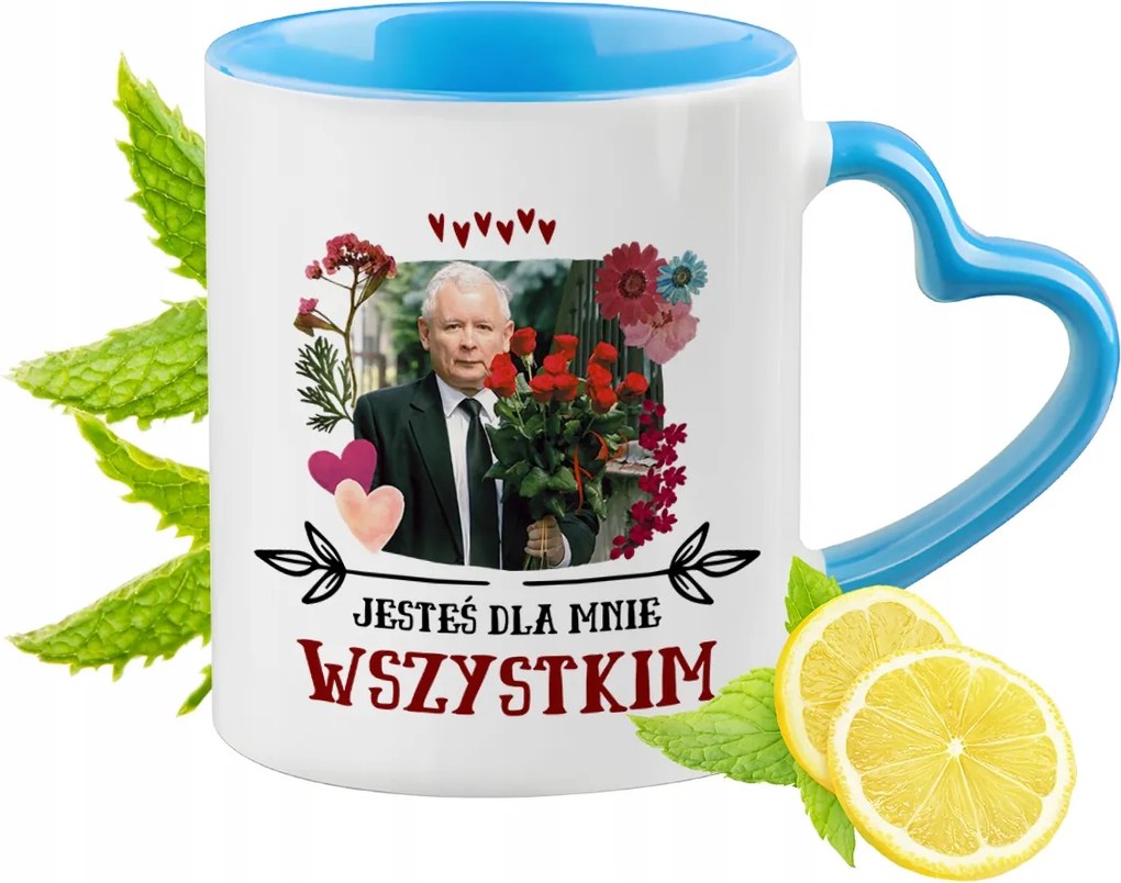 Jaroslaw Kaczynski Kék Bögre Szív Alakú Füllel Ajándék