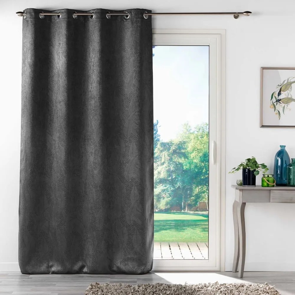 Antracitszürke bársony sötétítő függöny 135x280 cm Melodie – douceur d'intérieur