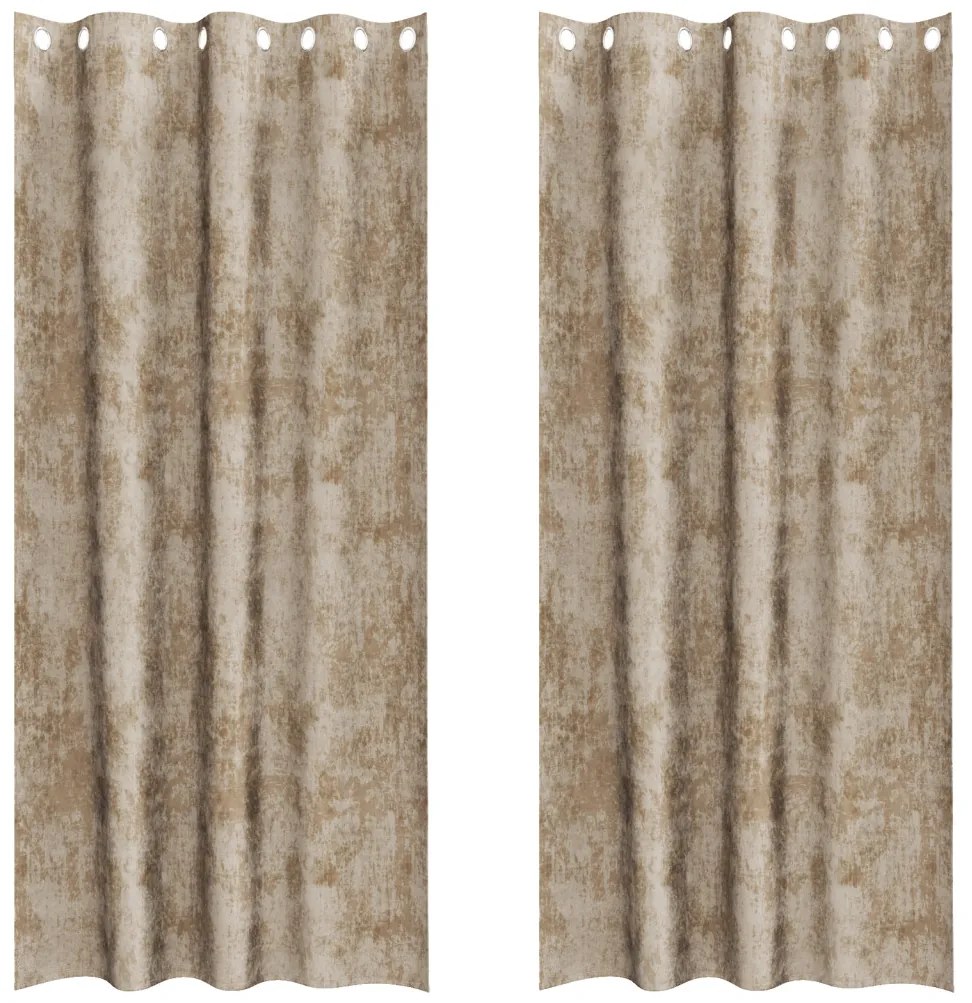prémium poliészter függöny 2 db szemfüggönnyel Sampanye 225x140 cm