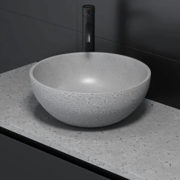 BATH DELUXE 06-039-19-23-00 - BERGEN ráépíthető mosdó, átmérő 39 cm, beton/szürke