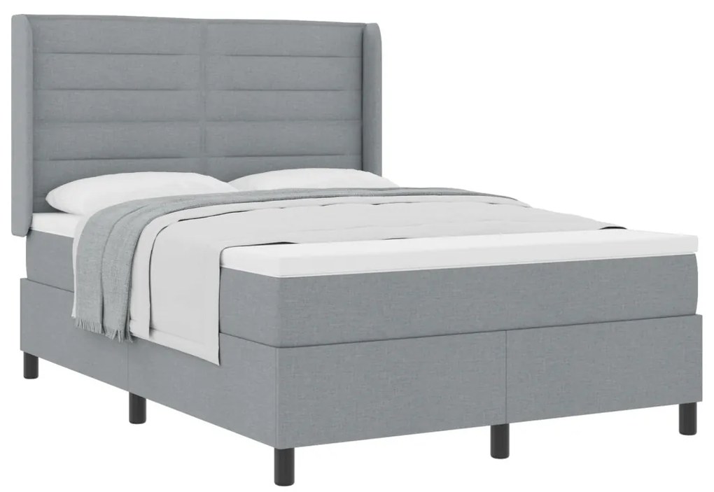 Boxspring Ágy Matrace Sötétszürke 140x200 cm Szövet