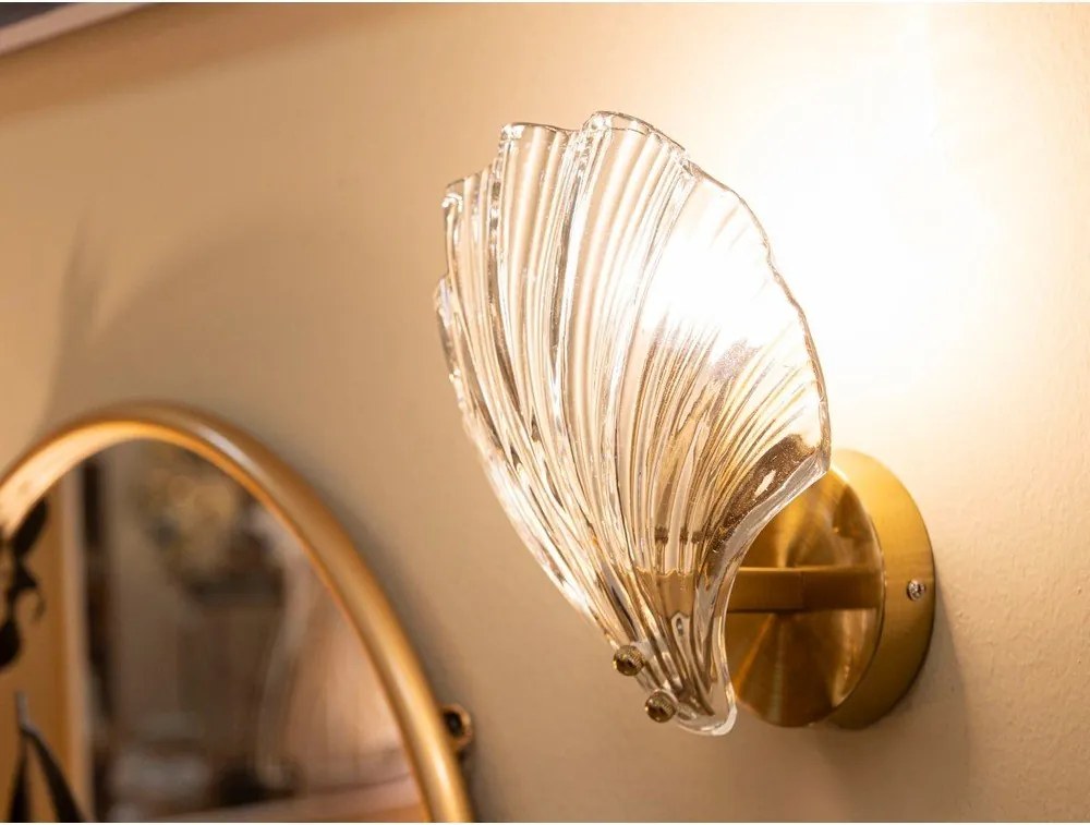 Aranyszínű üveg fali lámpa Da Muro Shell – Mauro Ferretti