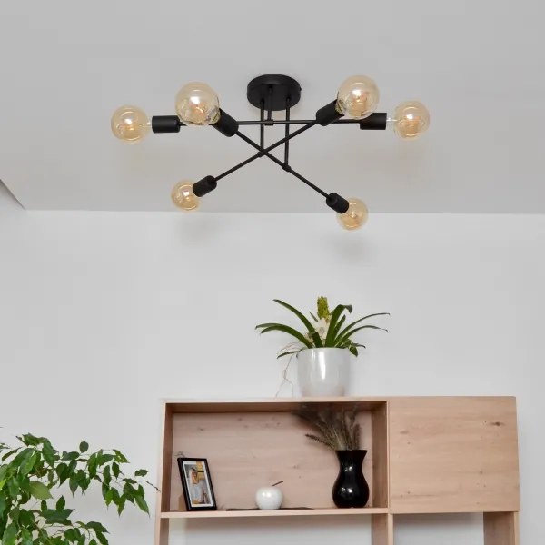 LED Felületre szerelhető csillár CAMBRIDGE 6xE27/8W/230V fekete