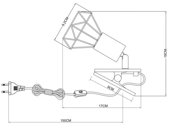 Globo 54802SK - Fali lámpa klipsszel XARA I 1xE14/40W/230V fekete