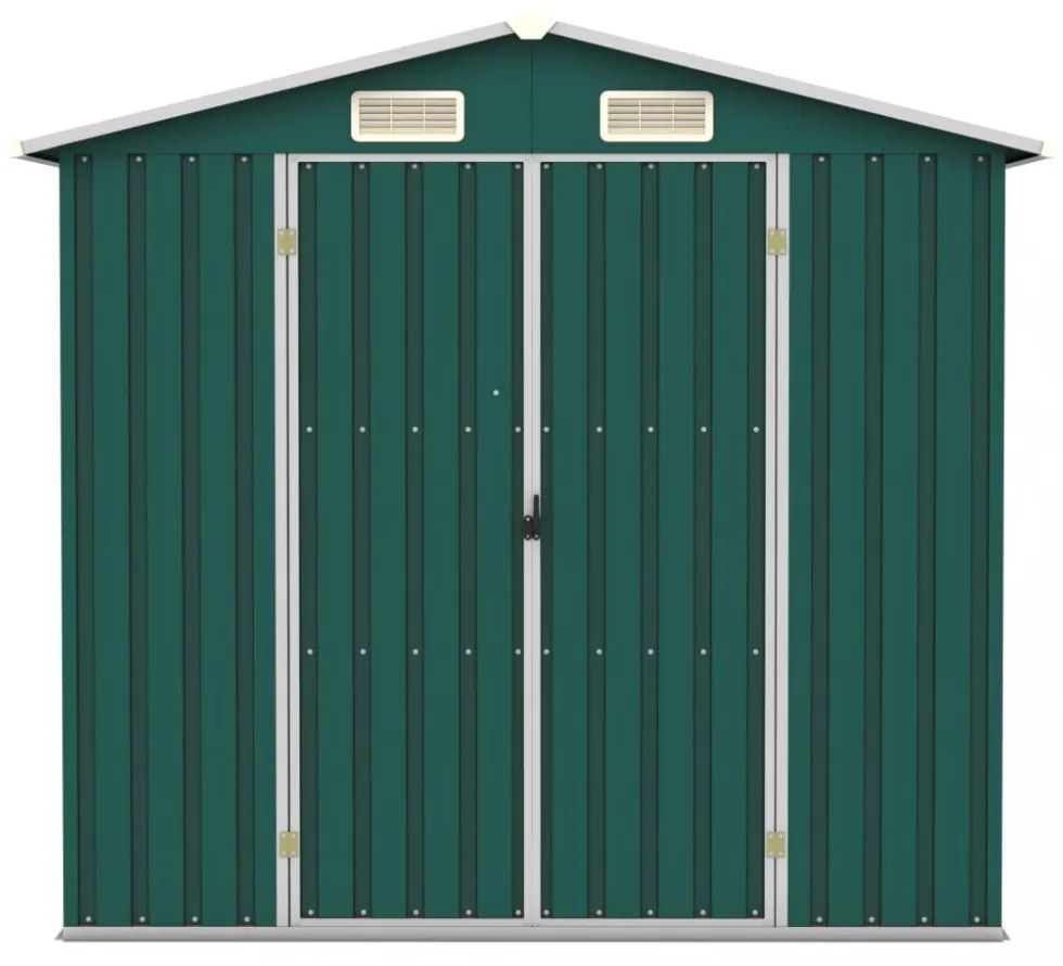 zöld horganyzott acél kerti fészer 205 x 129 x 183 cm