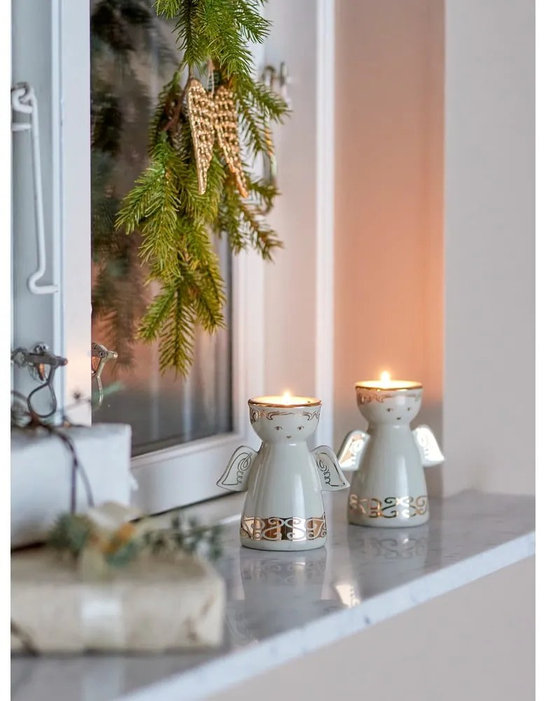 Agyagkerámia gyertyatartó készlet teamécseshez 2 db-os Faella – Bloomingville