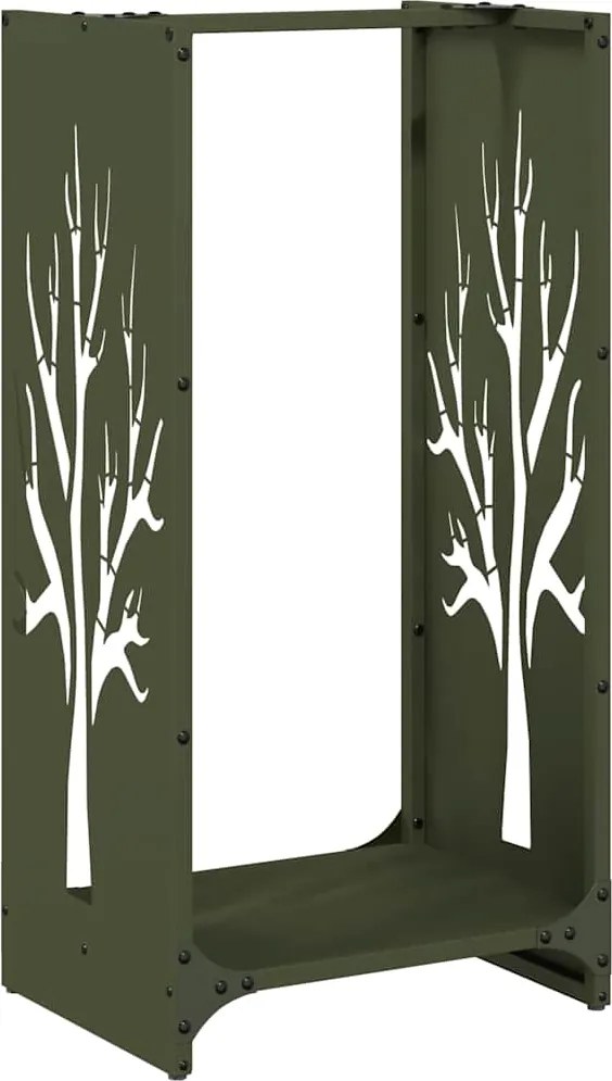 vidaXL olívazöld hidegen hengerelt acél tűzifatároló 40x30x80 cm