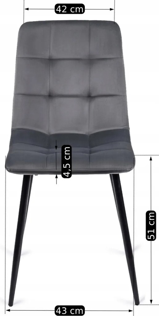 Szék szürke színben, bársony kárpittal. PERU