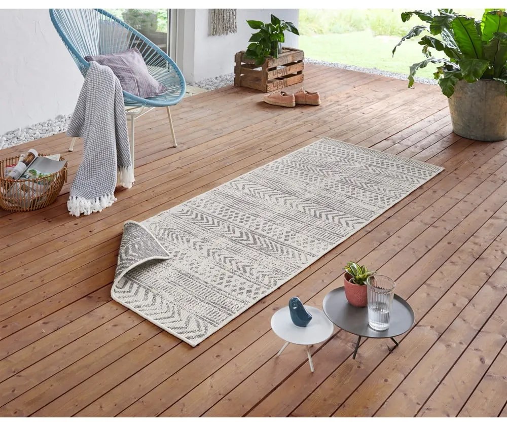 Biri szürke-krémszínű kültéri szőnyeg, 80 x 350 cm - NORTHRUGS