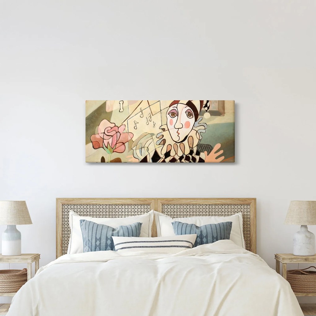 Kép - kubizmus -harlequin and rose (120x50 cm)