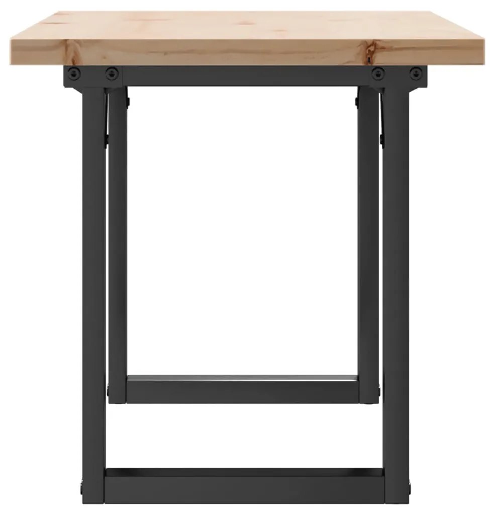 tömör fenyőfa és öntöttvas O-vázú dohányzóasztal 100x50x45,5 cm