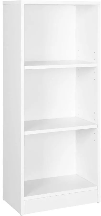 3 szintes könyvespolc állítható polcokkal, fehér