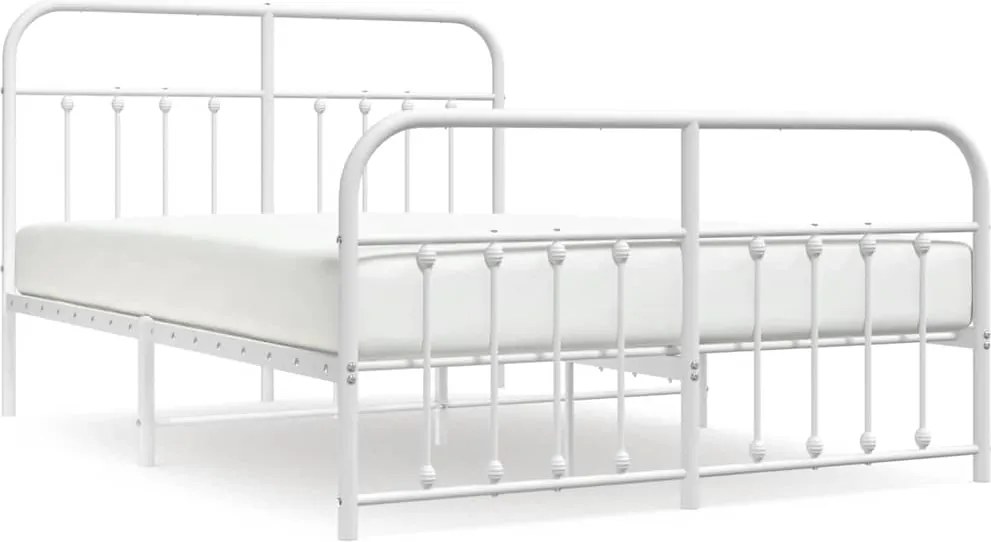 vidaXL fehér fém ágykeret fej- és lábtámlával 135x190 cm