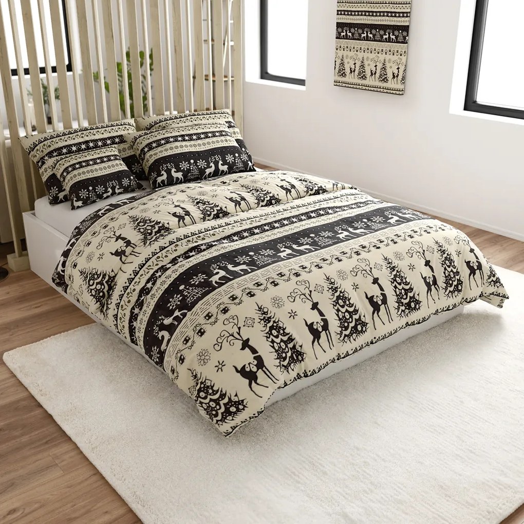 Mikroplüss ágyneműhuzat WINTER DEER szürke Ágyneműhuzat mérete: 2 db 70 x 90 cm | 200 x 220 cm