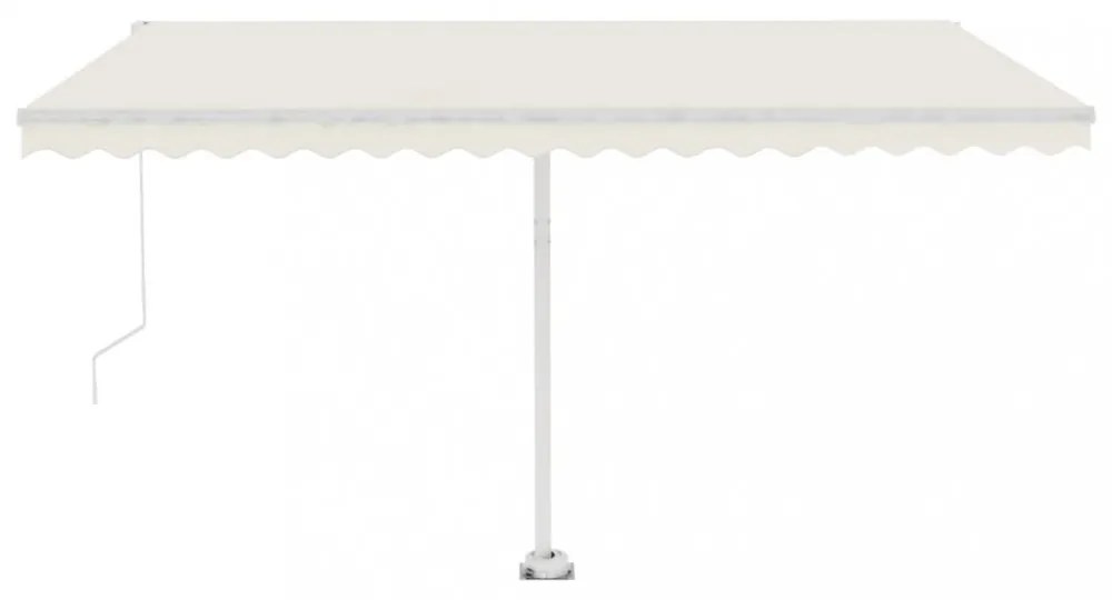 krémszínű kézzel kihúzható póznás napellenző 450 x 350 cm