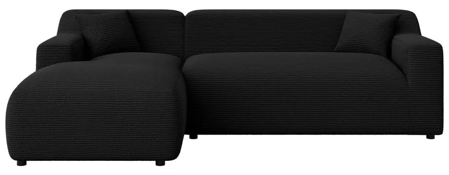 Fekete kordbársony sarokkanapé (bal oldali-heverő résszel) Martin – Ropez