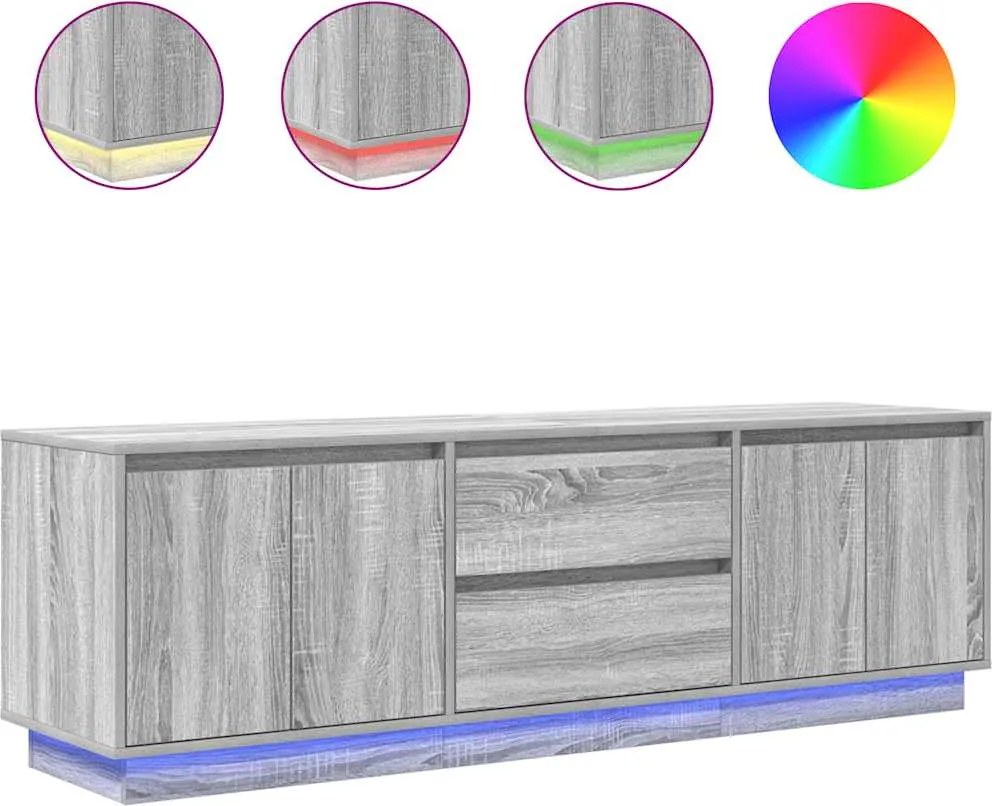 vidaXL szürke sonoma színű TV-szekrény LED-lámpákkal 160,5x41x50 cm