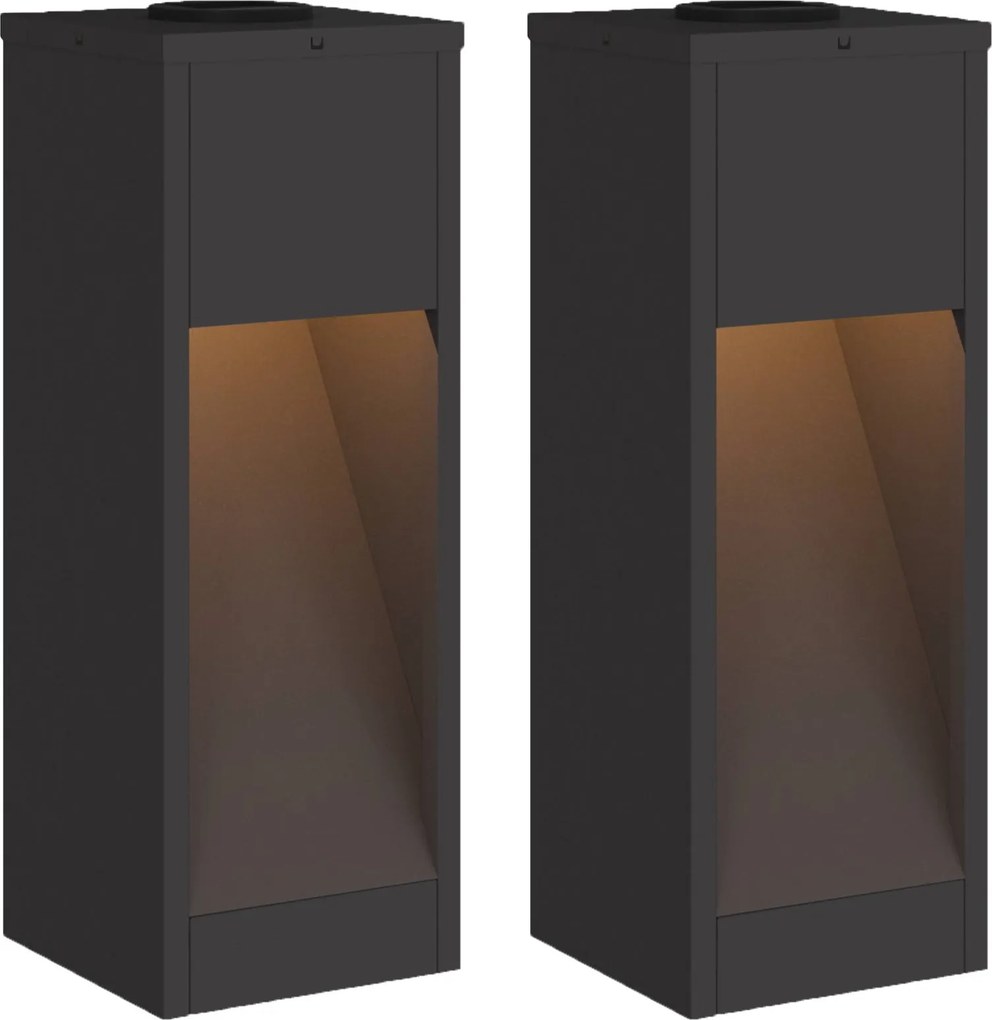 vidaXL Napelemes LED Útjelző Lámpa 2 pcs Fekete Hidegen hengerelt acél