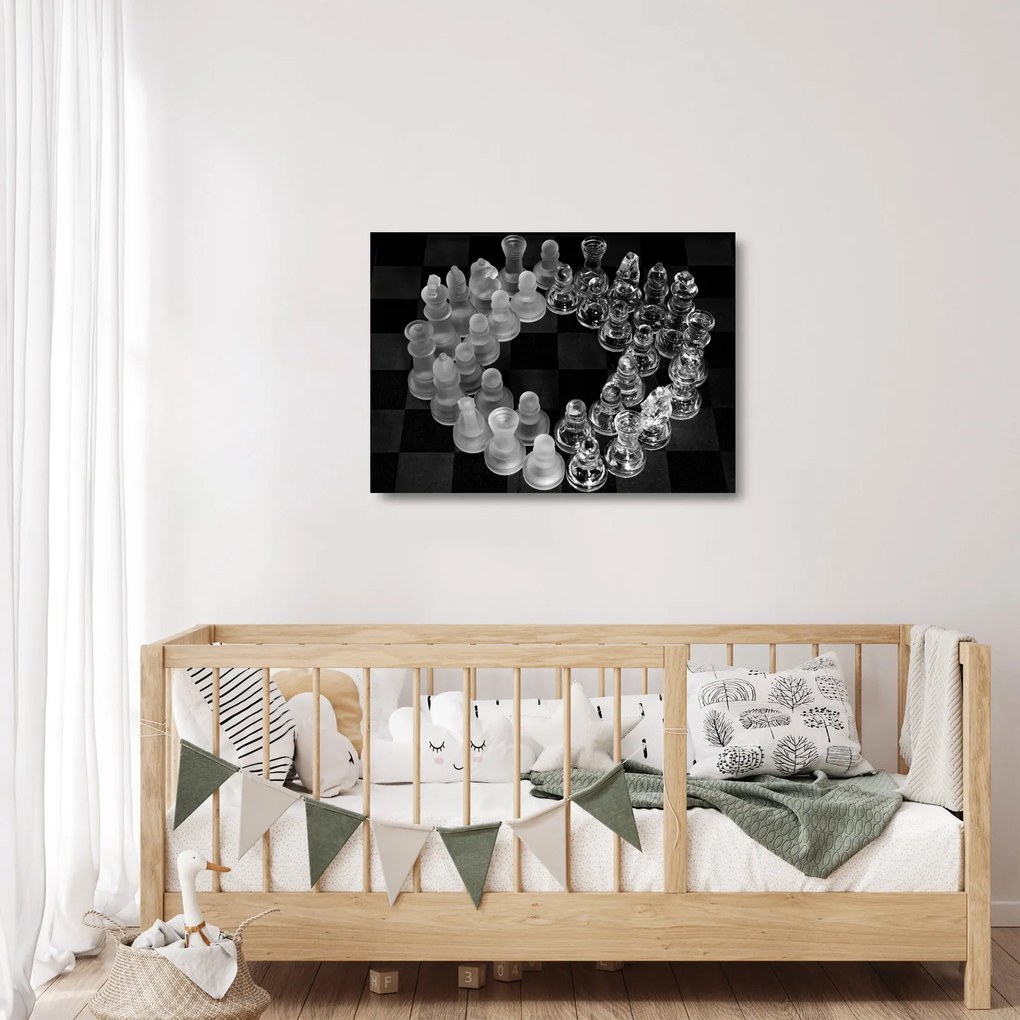 Kép - fekete-fehér sakk (üvegen) (70x50 cm)
