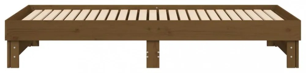 mézbarna tömör fenyőfa kihúzható kanapéágy 2x(100x200) cm