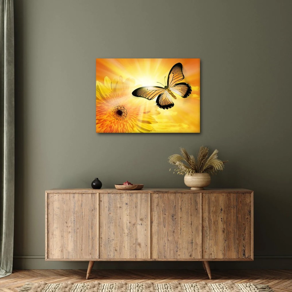 Kép - Sárga pillangó virággal (70x50 cm)