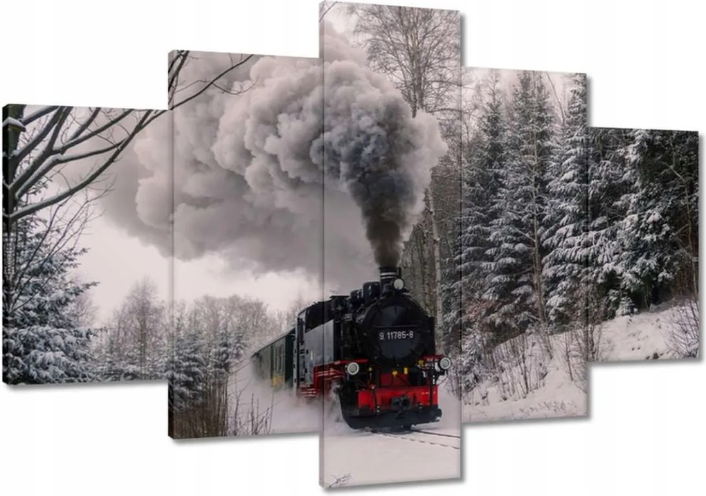 Képek 120x80 Mozdony a téli tájban