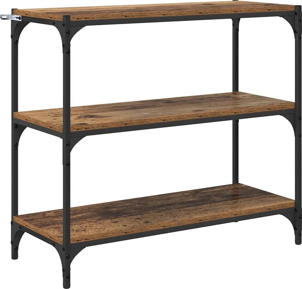 vidaXL Könyvespolc Öreg fa 80 x 33 x 70,5 cm Műszaki fa és vas
