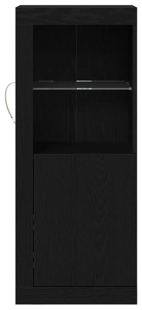 LED világítással rendelkező oldalszekrény fekete tölgy 41x37x100 cm
