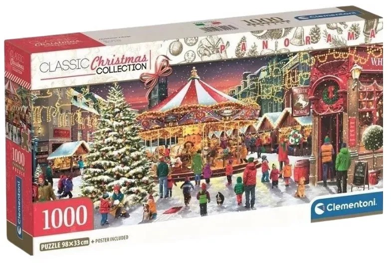 Karácsonyi falu Village 1000 db-os panorama puzzle Clementoni