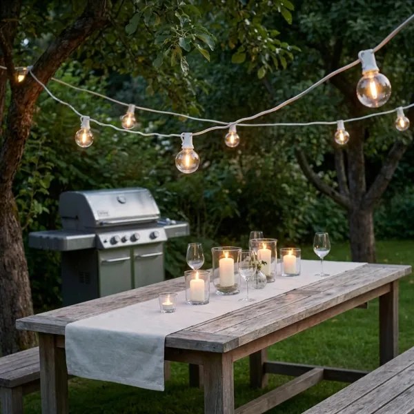 Brilagi - LED kültéri dekorációs füzér GIRLANDA 10xE12, 8 m, fehér, IP44, meleg fehér