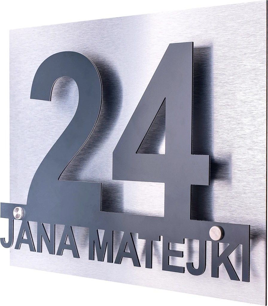 Nagy Házszám Címtábla Házszámmal 48x38cm Antracit Ezüst