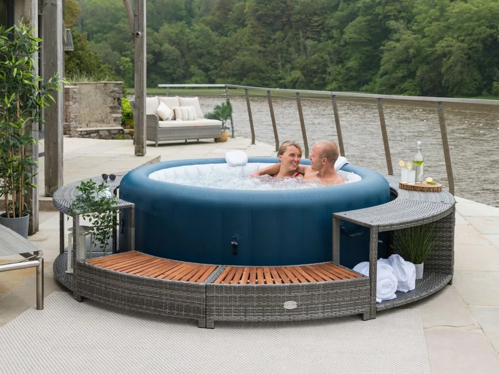 Lay-Z-Spa kör alakú rattan pezsgőfürdő bútor, 200 cm, szürke