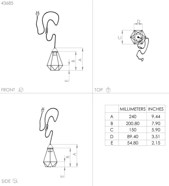 Eglo 43685 - Aljzatos asztali lámpa TARBES 1xE27/60W/230V